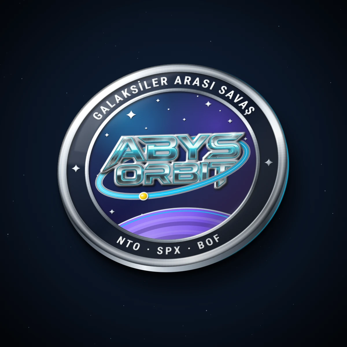 Metal Logo Rozeti: kenarında “GALAKSİLER ARASI SAVAŞ” yazan 32 mm yuvarlak rozet